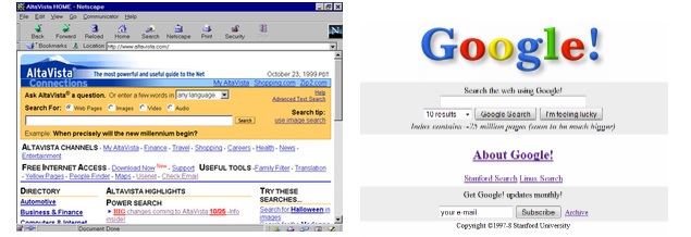 Comparison of Google and Altavista